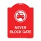 Signmission Never Block Gate with No Car, Red & White Aluminum Architectural Sign, 18" x 24", RW-1824-23862 A-DES-RW-1824-23862 - alternate 1